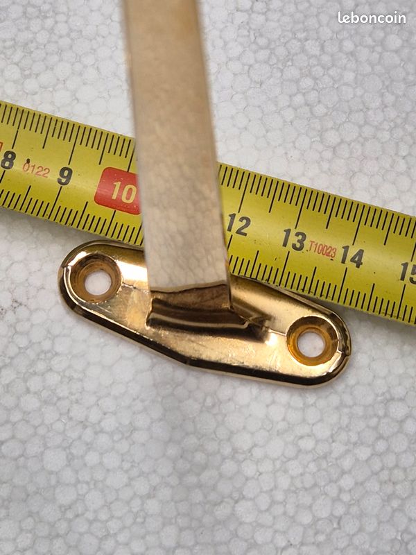 Paire supports taquets étagère en verre laiton doré brillant 16cm (image 6)