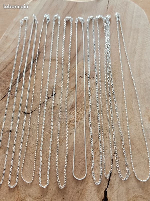 Lot de 10 chaines en argent véritable poinçonné 925 luxury (image 2)