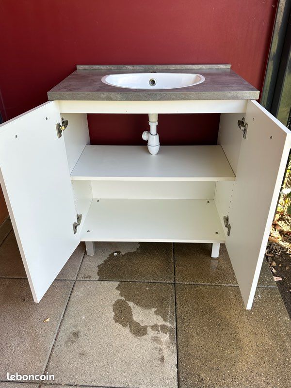 Meuble de salle de bain avec vasque, miroir et éclairage intégré (image 3)