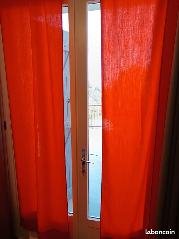 2 paires de rideaux vintage seventies orange (image 5)