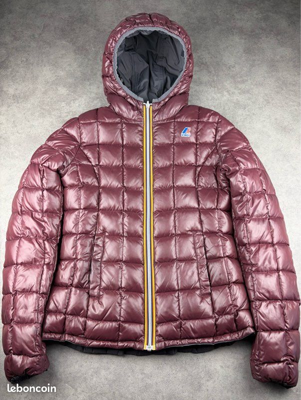 Doudoune Réversible K-Way Noir/violet Foncé - Taille S - Longue Et Chaude