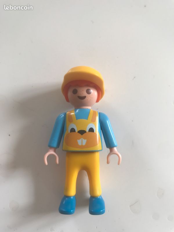 PLAYMOBIL 3075 3373 enfant garçon casquette jaune Clapier lapin ferme (image 1)