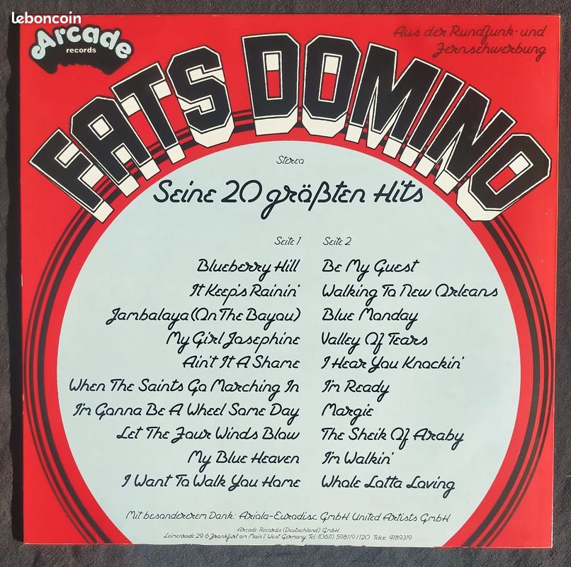 Superbe vinyle neuf FATS DOMINO 20 PLUS GRANDS SUCCES, de 1977 (image 2)