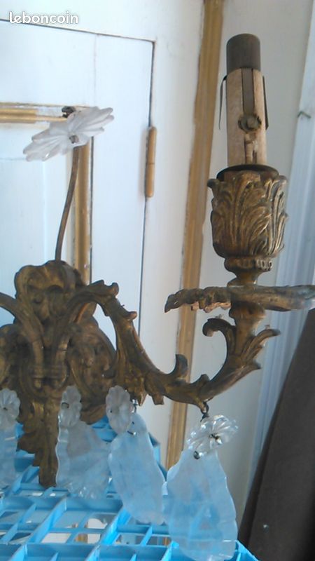 Ensemble 1 lustre et 2 appliques bronze et pampilles (image 9)
