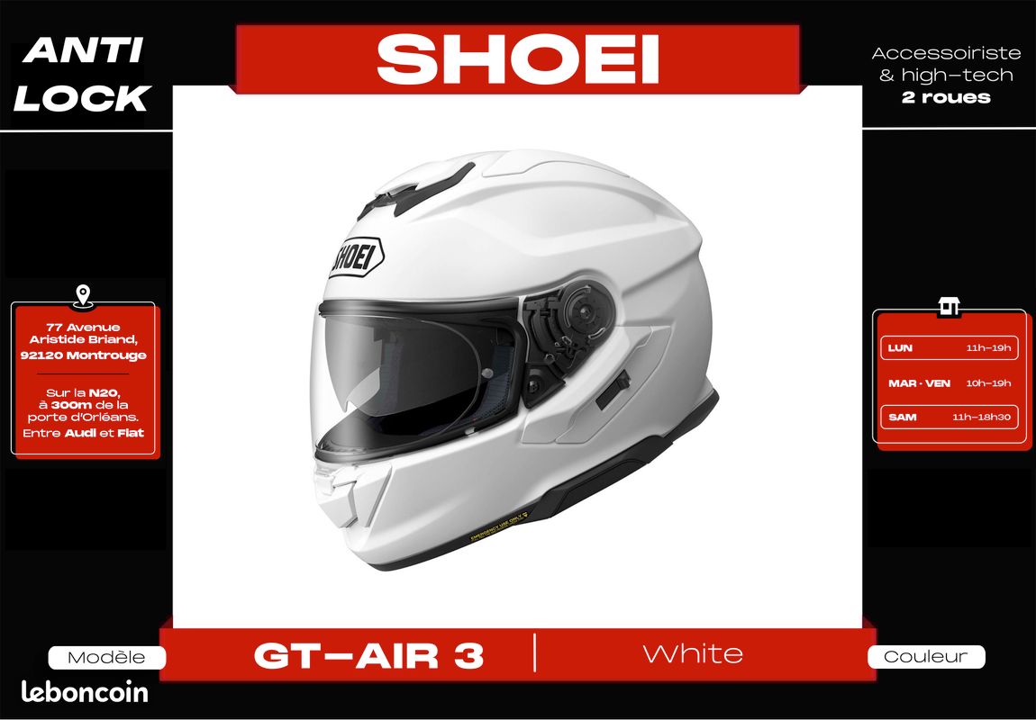 Casque Integral 𝗦𝗛𝗢𝗘𝗜 𝗚𝘁-𝗮𝗶𝗿 𝟯 | Fibres de verre | Neuf + Garantie 5 ans (image 5)
