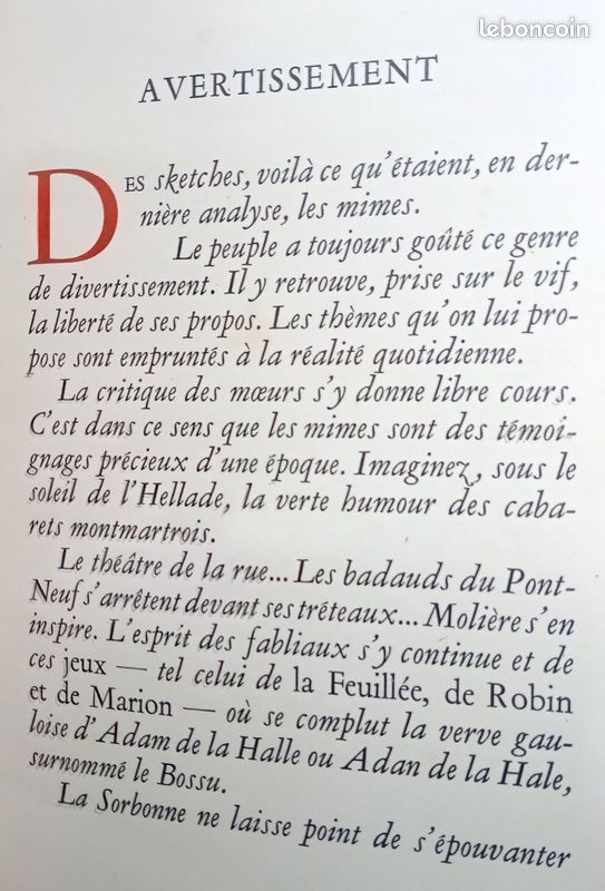 Mimes d' Hérondas Traduit J. Dyssord (image 6)