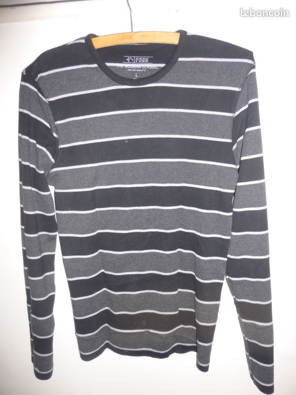 Pull/maille WE - TL noir lignes (image 1)