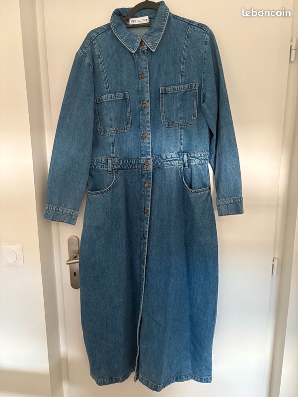 Denim Zara Robe Bouton ROBE EN JEAN ZW COLLECTION Bleu ZARA Canada