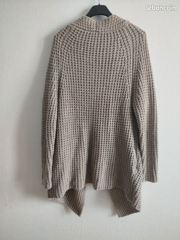 Gilet long laine beige (image 2)