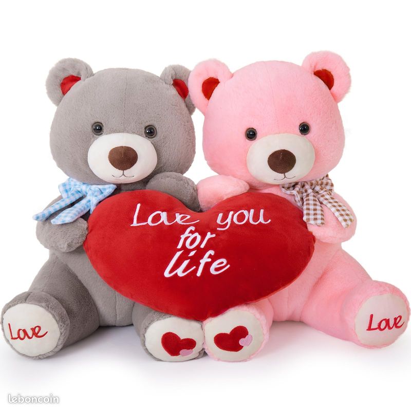 MorisMos Ours en Peluche avec Oreiller Coeur, 40cm Ours Peluche Moyenne Nounours en Peluche Kawaii Animaux en Peluch Teddy Bear Cadeau pour Petite Amie Enfants pour Anniversaire Saint-Valentin Deco (image 1)