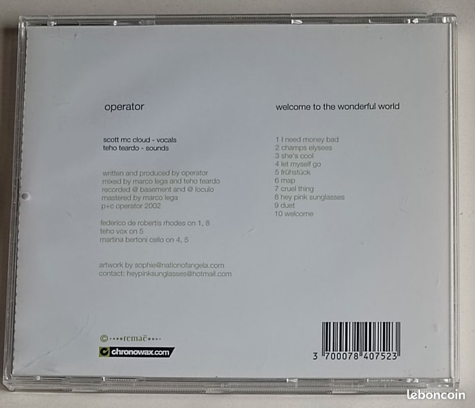OPERATOR Welcome to the wonderful world CD ELECTRO SCOTT MC LOUD TEHO TEARDO (image 2)