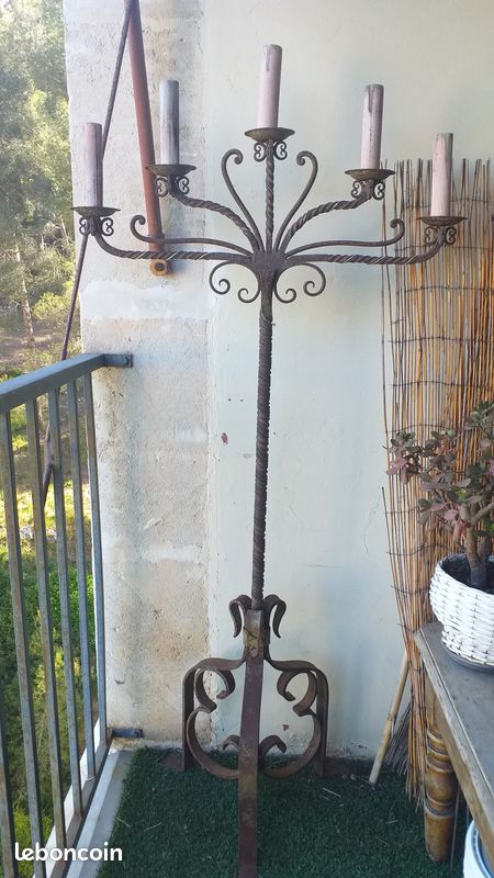 Lot Chandelier Et Pare-feu En Fer Forgé – Sans Marque – Déco Vintage