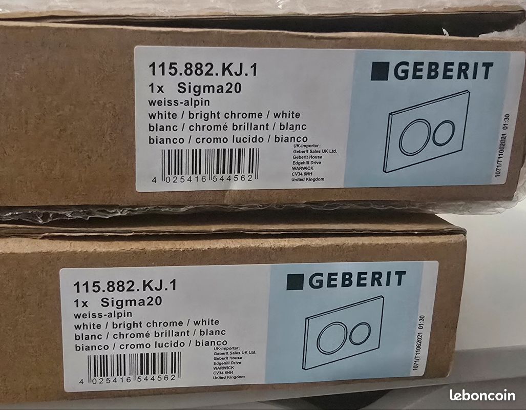 Lot 2 Geberit Sigma 20 115.882.KJ.1 neufs sous blister (image 3)