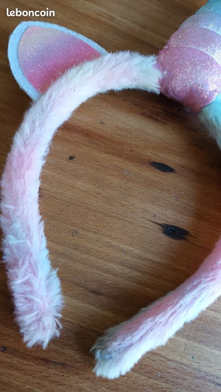 Serre-tête licorne avec oreilles multicolores adulte - Multicolore
