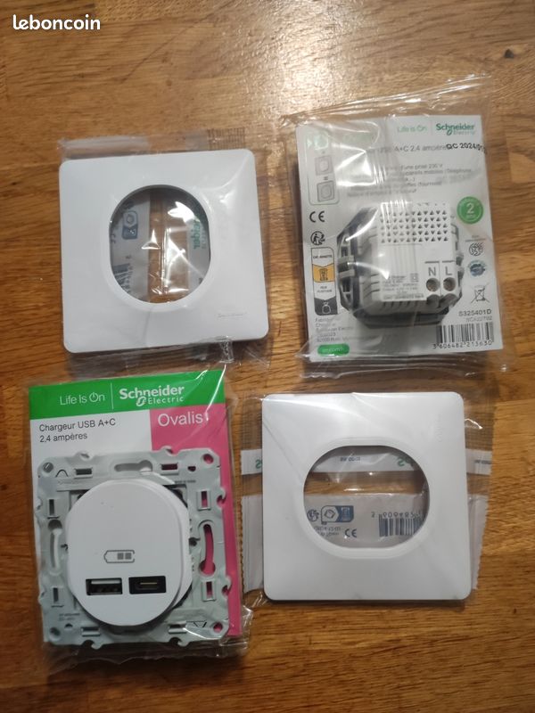 Schneider ovalis chargeur USB a et c 2.4 ampères (image 3)