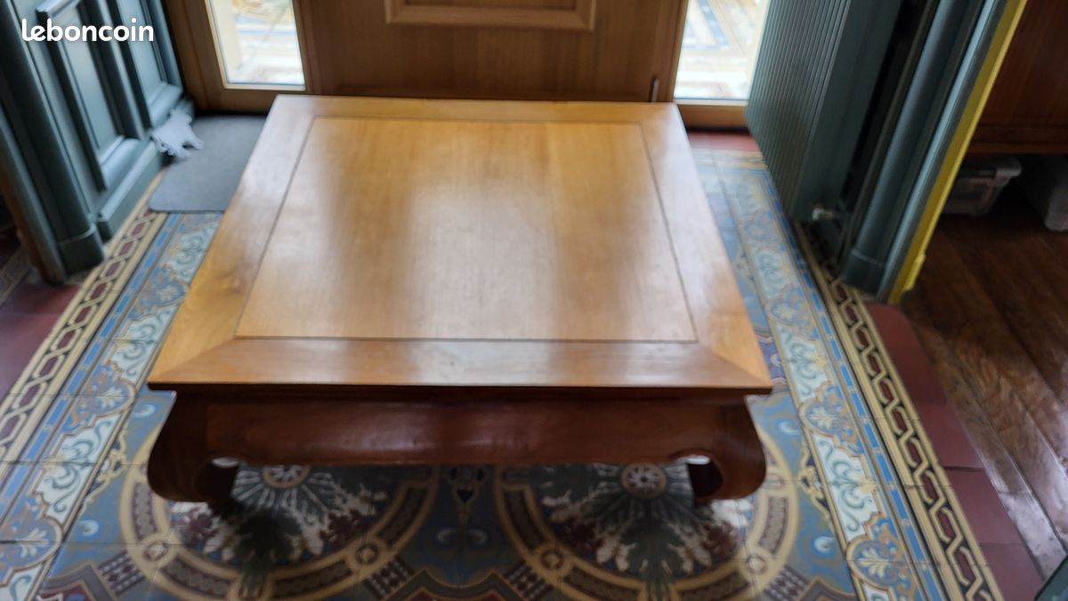 Table basse bois massif 100x 100 (image 1)