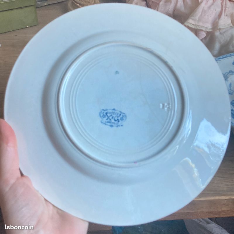 Assiette Luneville ancienne modèle Lutèce fleur oeillet (image 7)