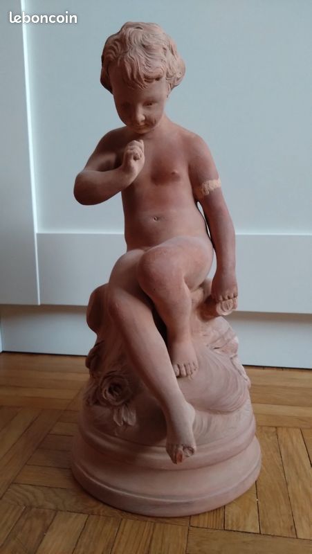 Statue putto en terre cuite (image 1)