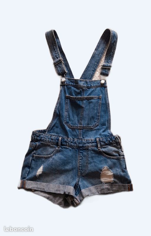Combi short en jean (image 1)