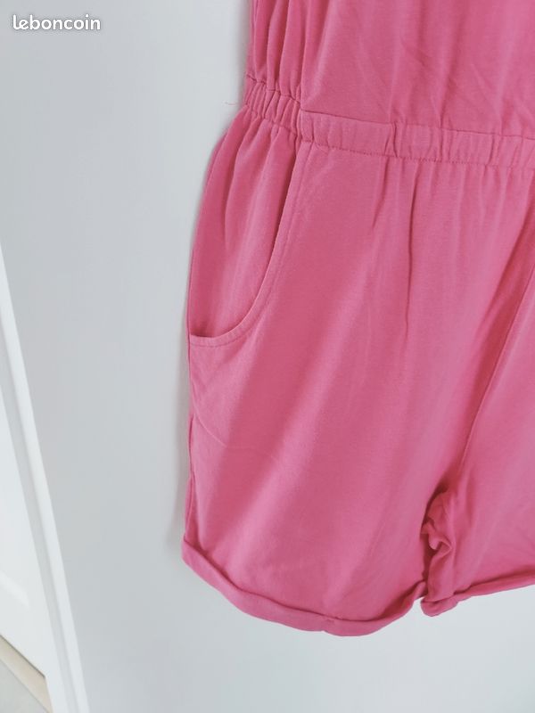 Jolie combinaison short ou combishort en coton rose 42 (image 7)