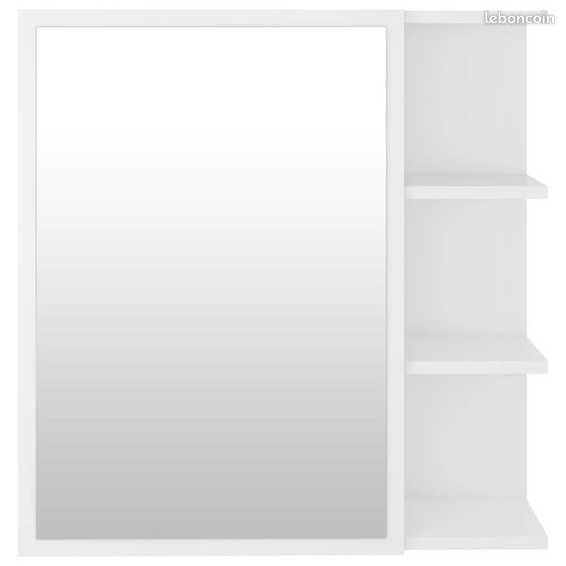 Armoire à miroir de salle de bain 62,5 x 20,5 x 64 cm Blanc Bois d’ingénierie (image 3)