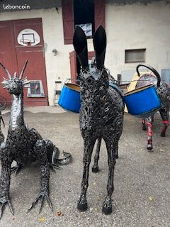 Statues animales métal recyclé XXL – Art industriel jardin / déco unique (image 4)