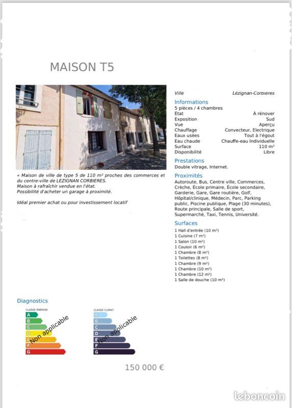 Maison 4 pièces 135 m² · à Lézignan-Corbières · 135 m² · 170 000 €