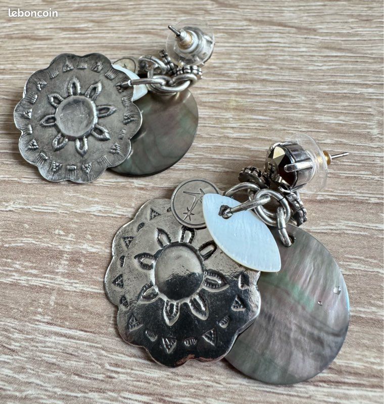 Boucles D'oreilles Pendantes Réminiscence - Gros Modèles émaillés Jaunes - Occasion
