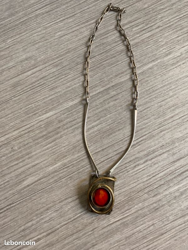 Collier Vintage Artisanal Créateur La Tappy Des Années 1970 - Pièce Unique En Métal