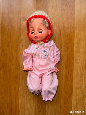 Poupee vintage bebe bonnet pyjama rose collection retro jouet ancien - Jeux & Jouets