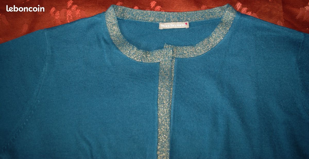 Gilet paletot toucher cachemire détails brillants bleu blancheporte petit 52 (50/52) (image 4)