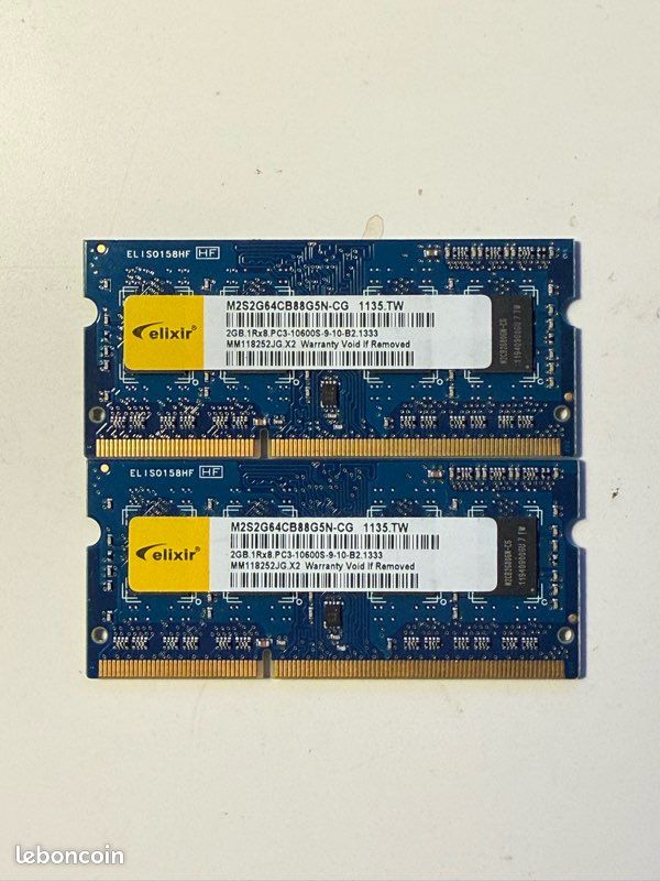 Kit RAM 4 Go (2x2 Go) Elixir DDR3 1333MHz PC3-10600S (image 1)