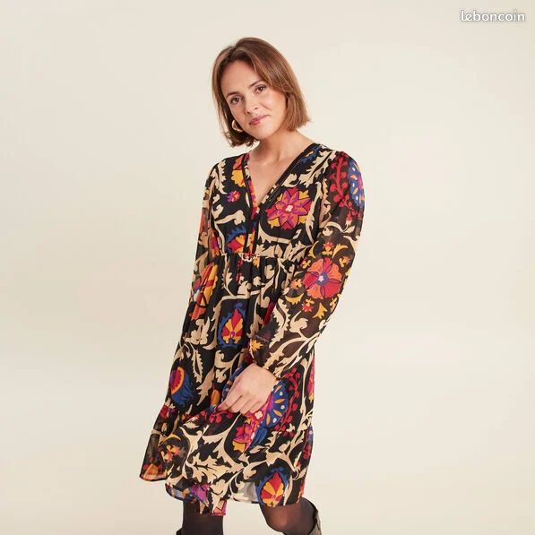 Robe évasée manches longues noir femme taille 46 Bréal Vêtements