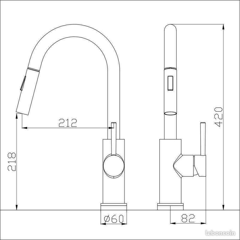 Robinet & Mitigeur cuisine Or avec douchette extensible (image 5)