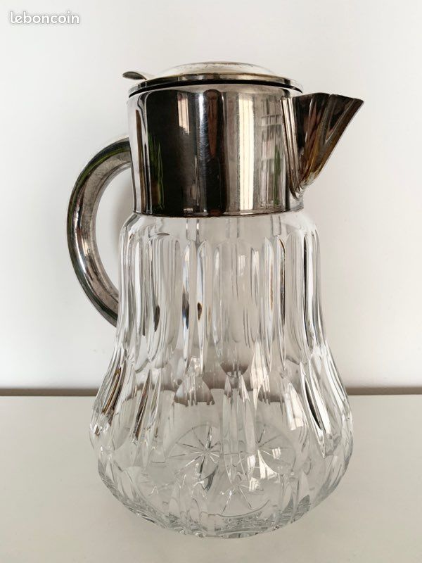 Importante carafe en cristal et métal argenté (image 3)