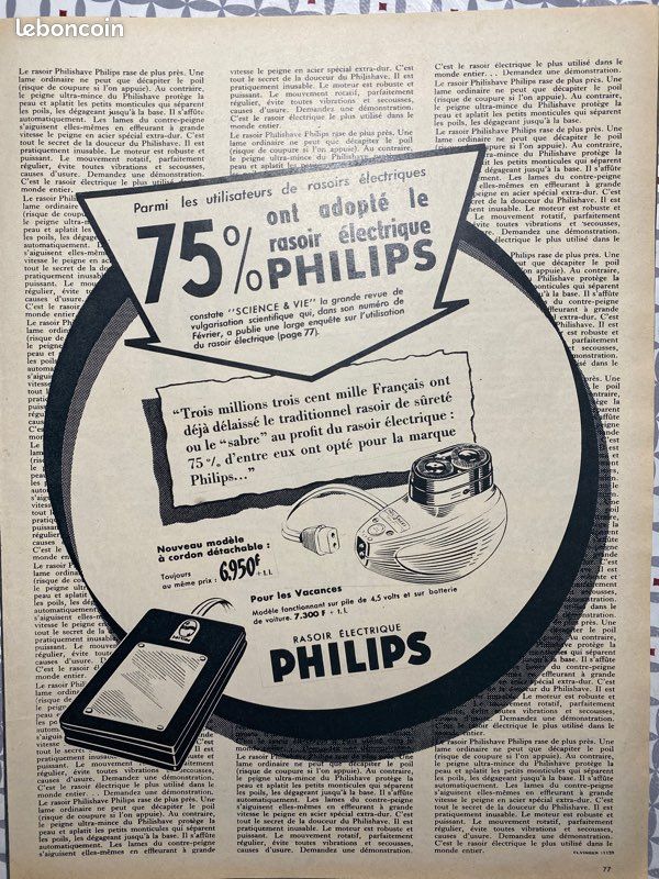 Publicité Rasoir PHILIPS 1955 (image 1)