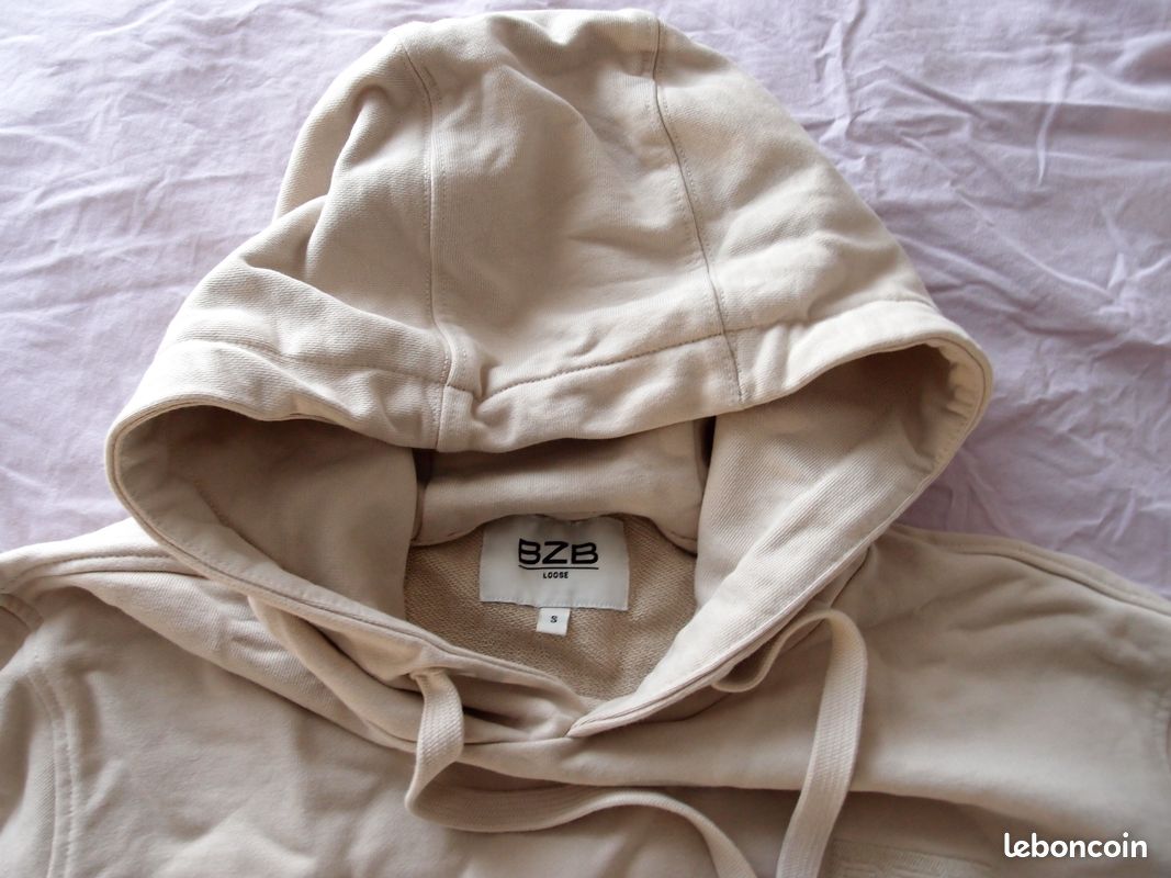 Sweat à Capuche Homme BZB - Taille S - Vert - Coton/Polyester - Occasion Très Bon État