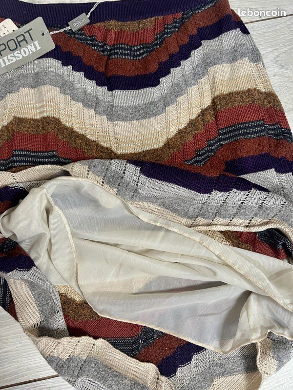 Jupe Missoni Neuve Avec étiquettes - Taille XL, Motif Chevron Multicolore, Longueur Mini