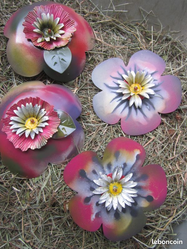 Effet Fleurs "les Grandes Corolles", Métal Création Artisanale, Pièce Unique Maison Jardin (image 2)