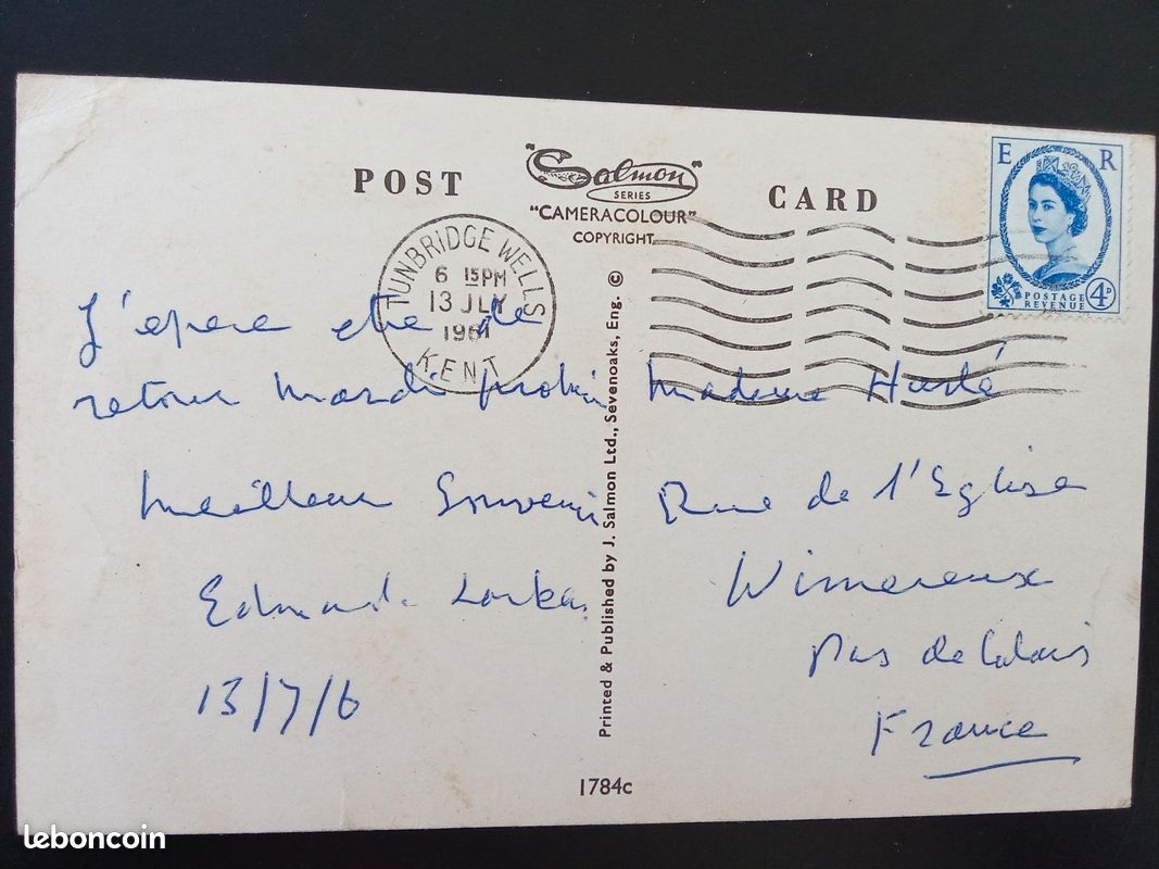 Carte postale ancienne J. Salmon - The Pantiles, Tunbridge Wells (UK) - Voyage 1968 (image 2)