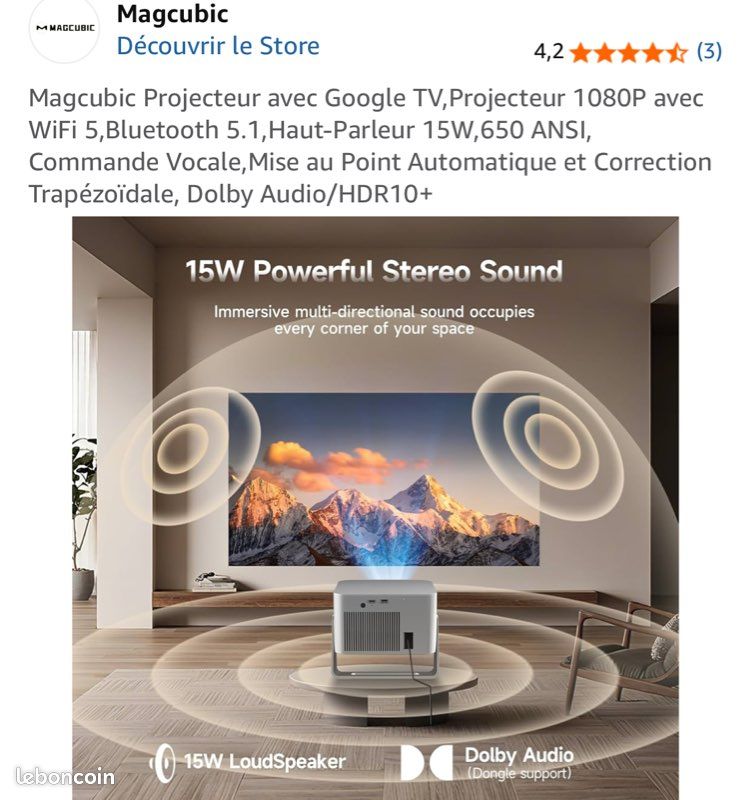 Magcubic Projecteur Avec Google TV,Projecteur 1080P Avec WiFi 5,B