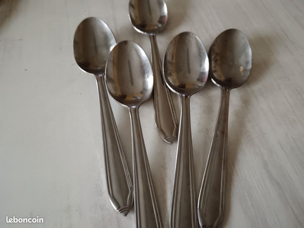 Lot De 8 Couverts Ruolz En Métal Argenté – 4 Cuillères à Soupe + 4 Fourchettes – Années 1920-1940
