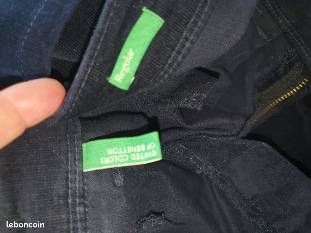 Benetton jean velours bleu marine pantalon milleraies cotelé S 36 (image 6)
