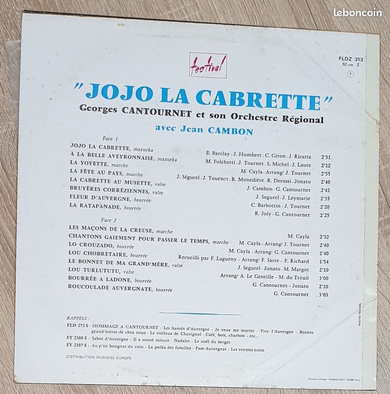 Vinyle Georges Cantournet avec son orchestre (image 2)