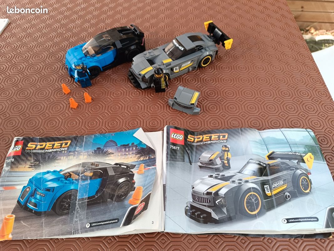Deux voitures Lego Speed Champions Bugatti et Mercedes (image 1)
