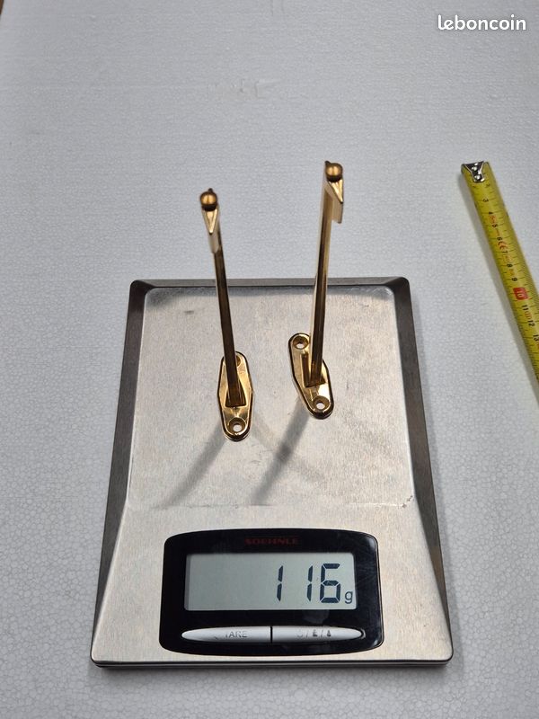 Paire supports taquets étagère en verre laiton doré brillant 16cm (image 8)