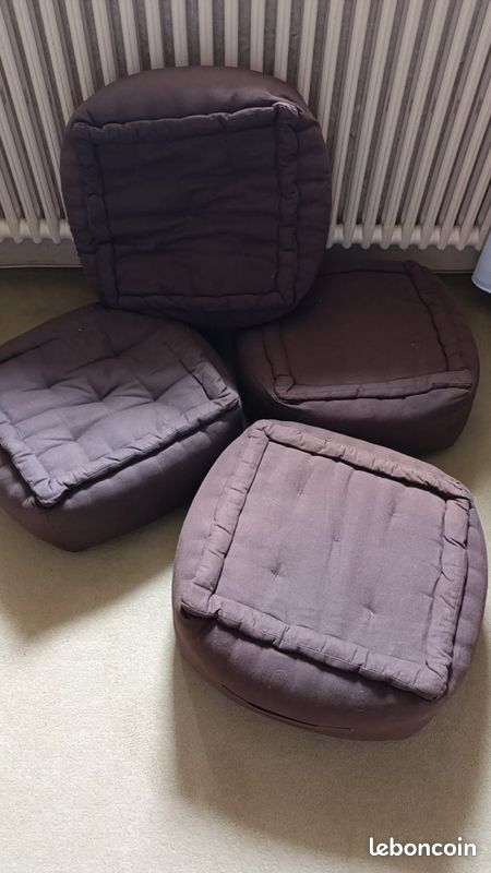 Lot de 4 coussins de sol(poufs) marron (image 2)