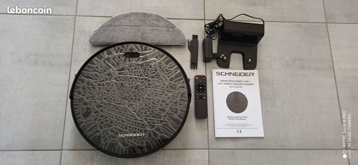 Robot aspirateur 2 en 1 Schneider Neuf - Il aspire et lave avec sa télécommande (image 1)