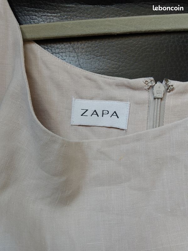 Robe Droite Zapa à Bretelles En Lin écru - Tailles 42/44/XL, Comme Neuve