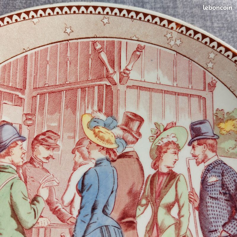 Ancienne assiette en faïence de Sarreguemines exposition universelle de Paris 1889 (image 5)